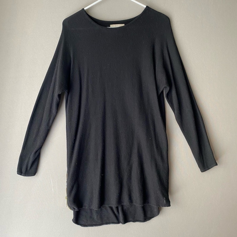 Joan Vass sz M Studio Black Long Sleeve Knit Tunic Sweater Lagenlook‎ Slouchy